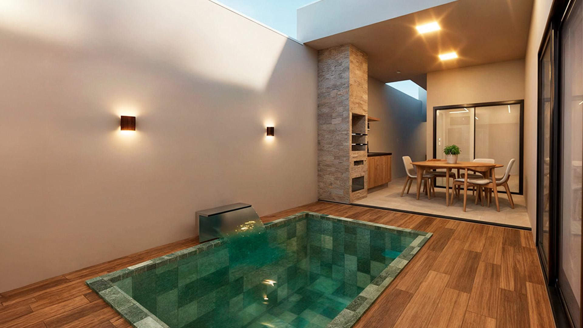 Área de lazer com piscina — Projeto R. Salvi