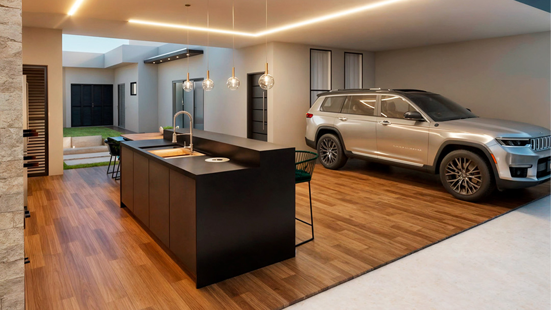 Espaço gourmet integrado — Render 3D R. Salvi